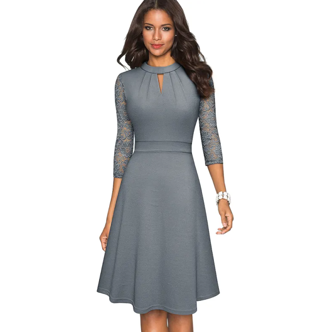 Stand-Up Collar A-Line Swing Dress
